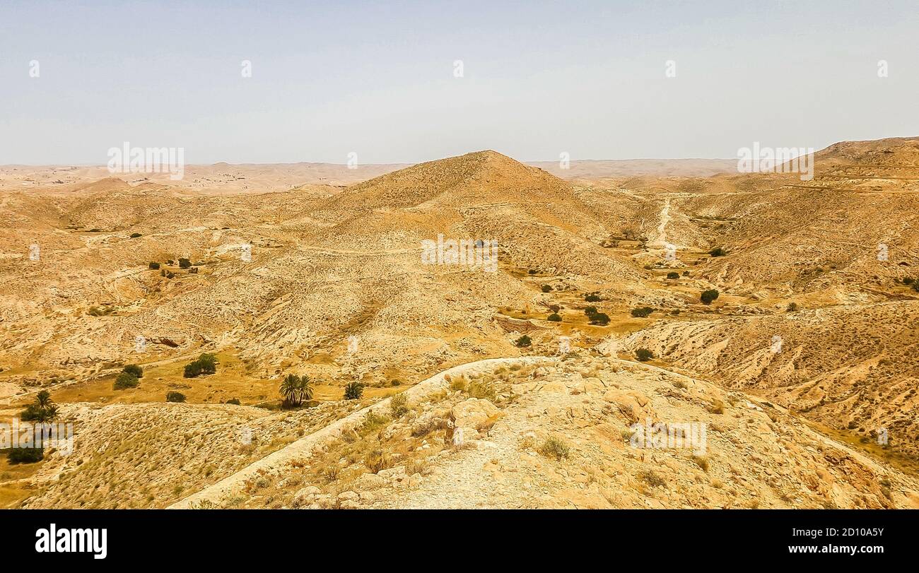 Mountain part of Sahara desert around Matmata town. Tunisia Stock Photo