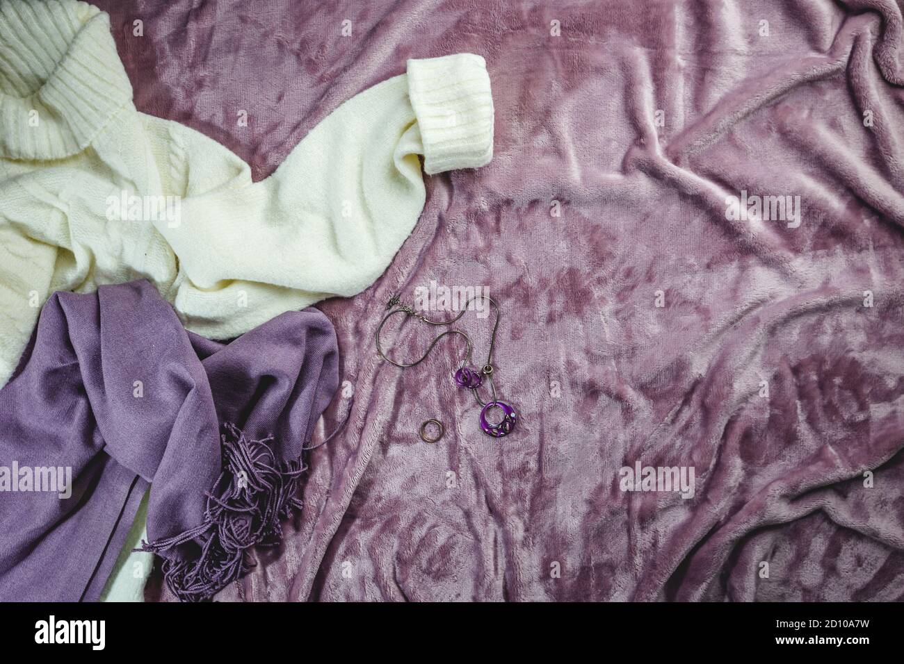 Flat lay female accessories Stock Photo