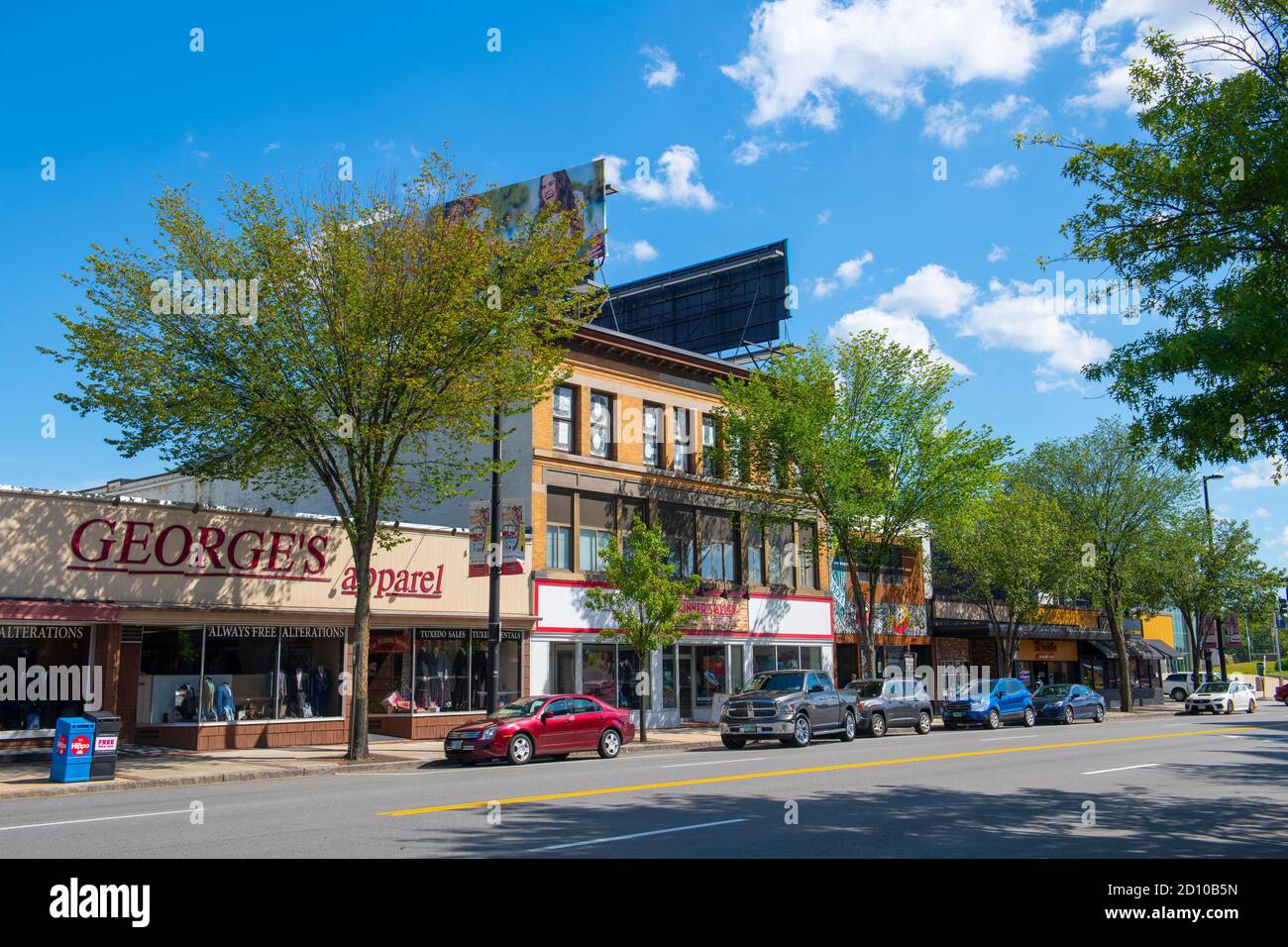 Historic Commercial Buildings On Elm Street At Central Street In 