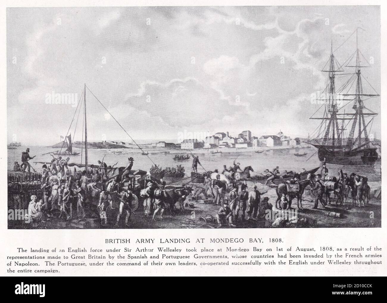 British Army landing at Mondego Bay 1808 Stock Photo