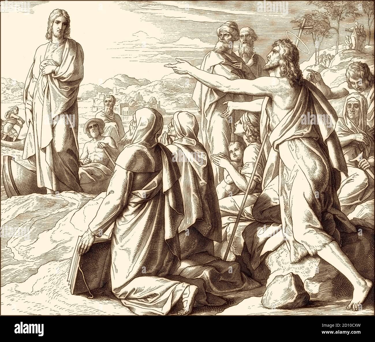 Witness of John the Baptist, New Testament, by Julius Schnorr von Carolsfeld, 1860 Stock Photo