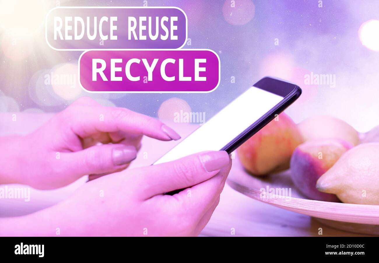 Conceptual hand writing showing Reduce Reuse Recycle. Concept meaning ...