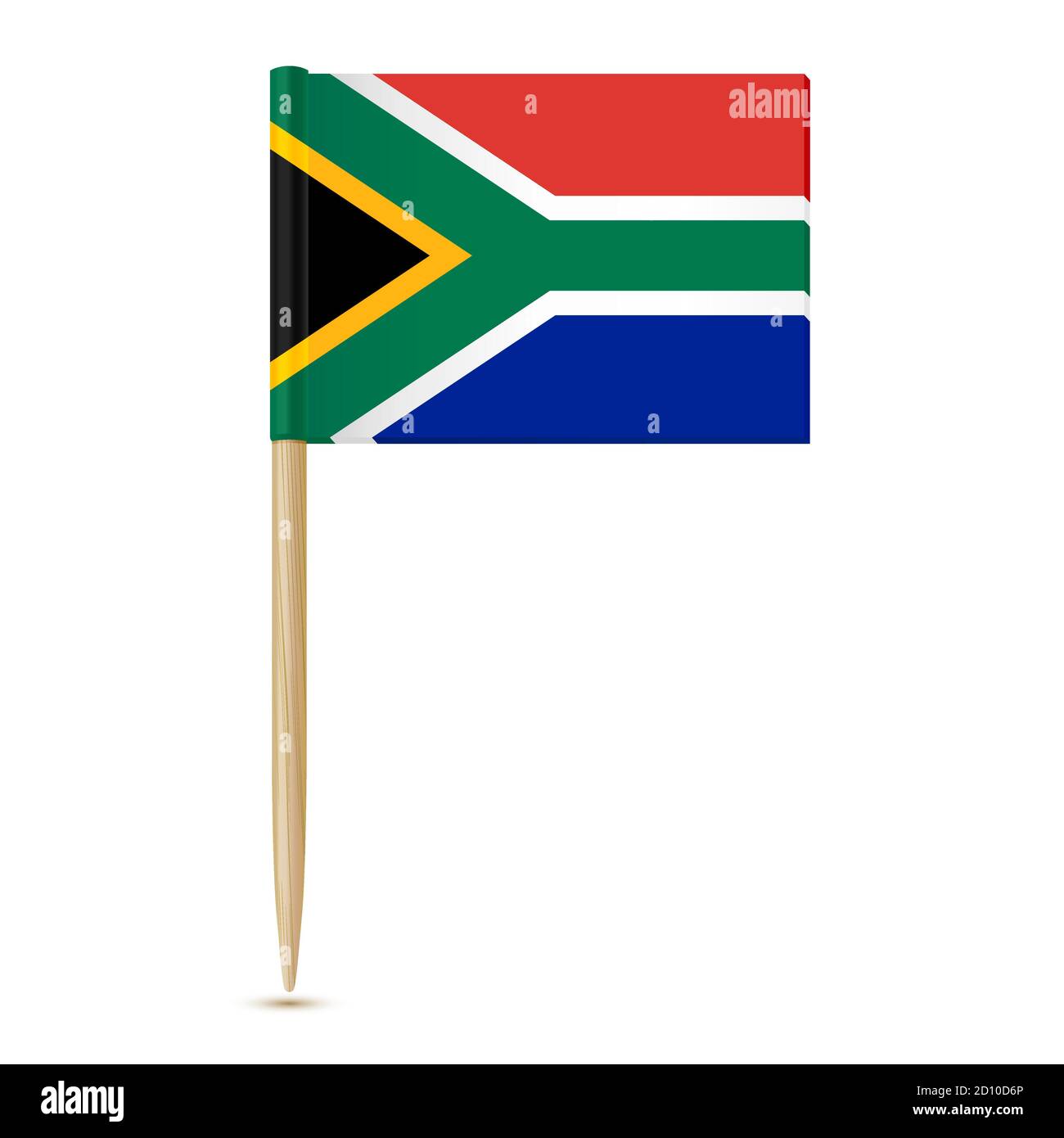 South Africa flag toothpick on white background Stock Vector