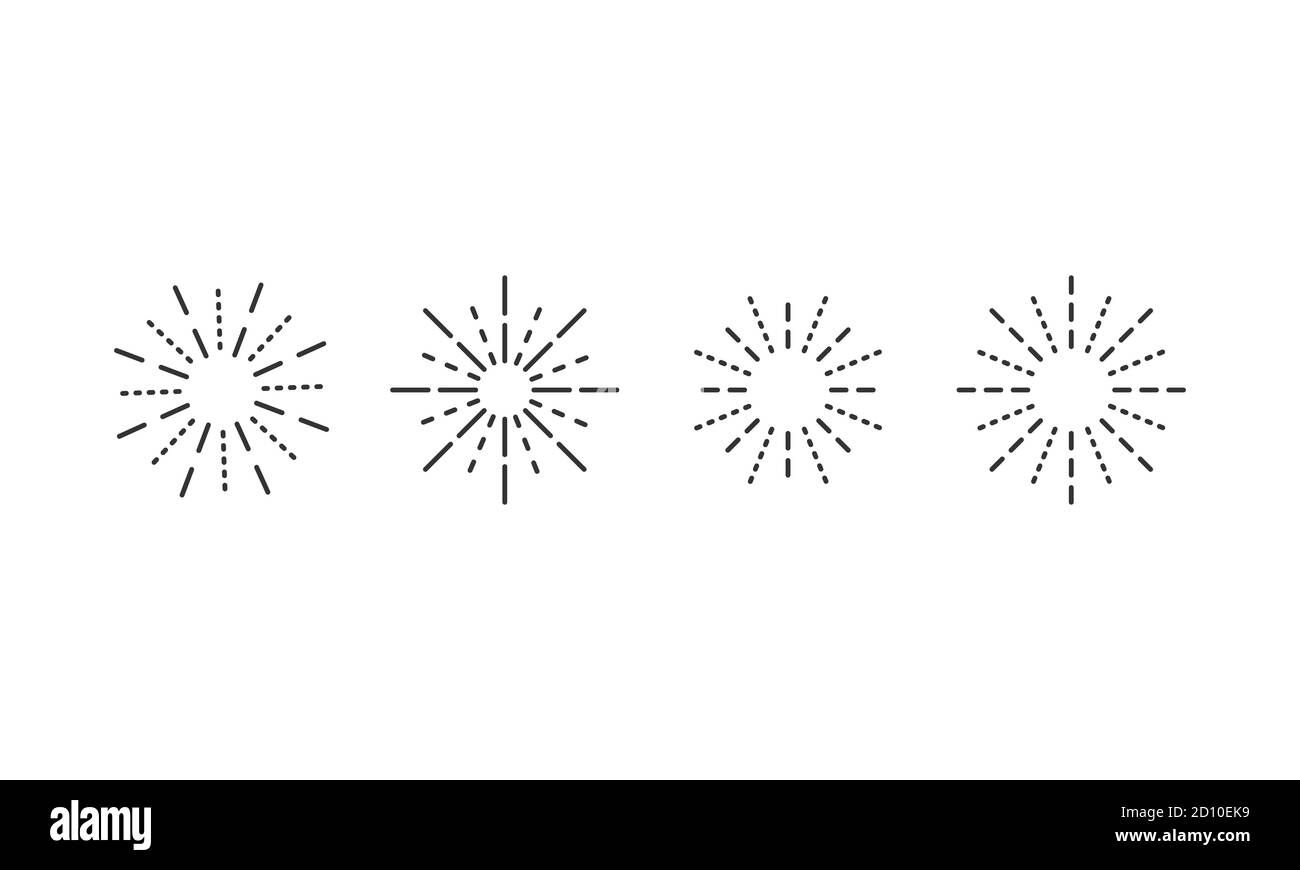 Fireworks line icon set. Carnival salutes. Vector on isolated white background. EPS 10 Stock Vector