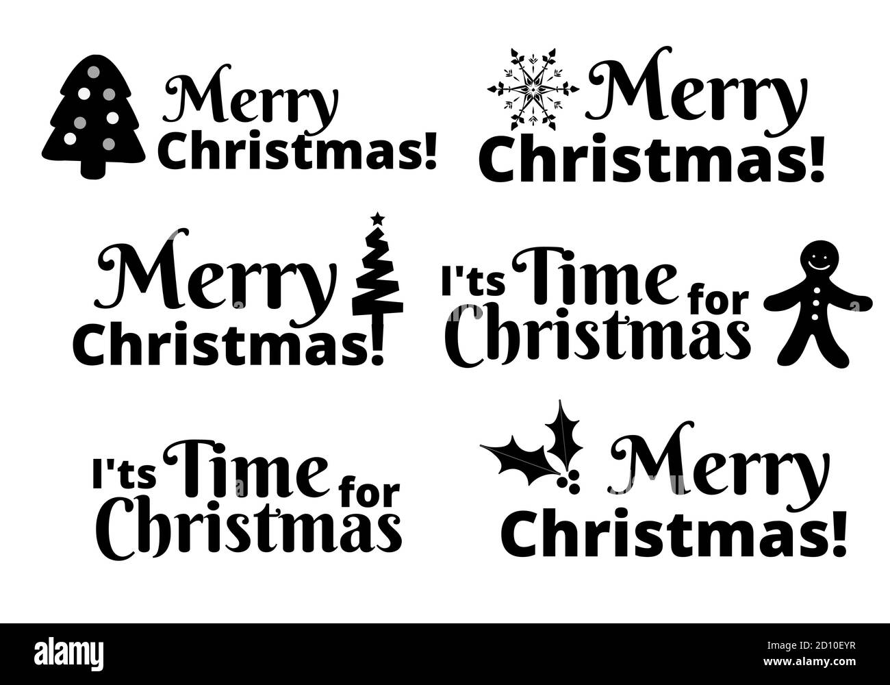 https://c8.alamy.com/comp/2D10EYR/black-and-white-merry-christmas-typography-collection-2D10EYR.jpg