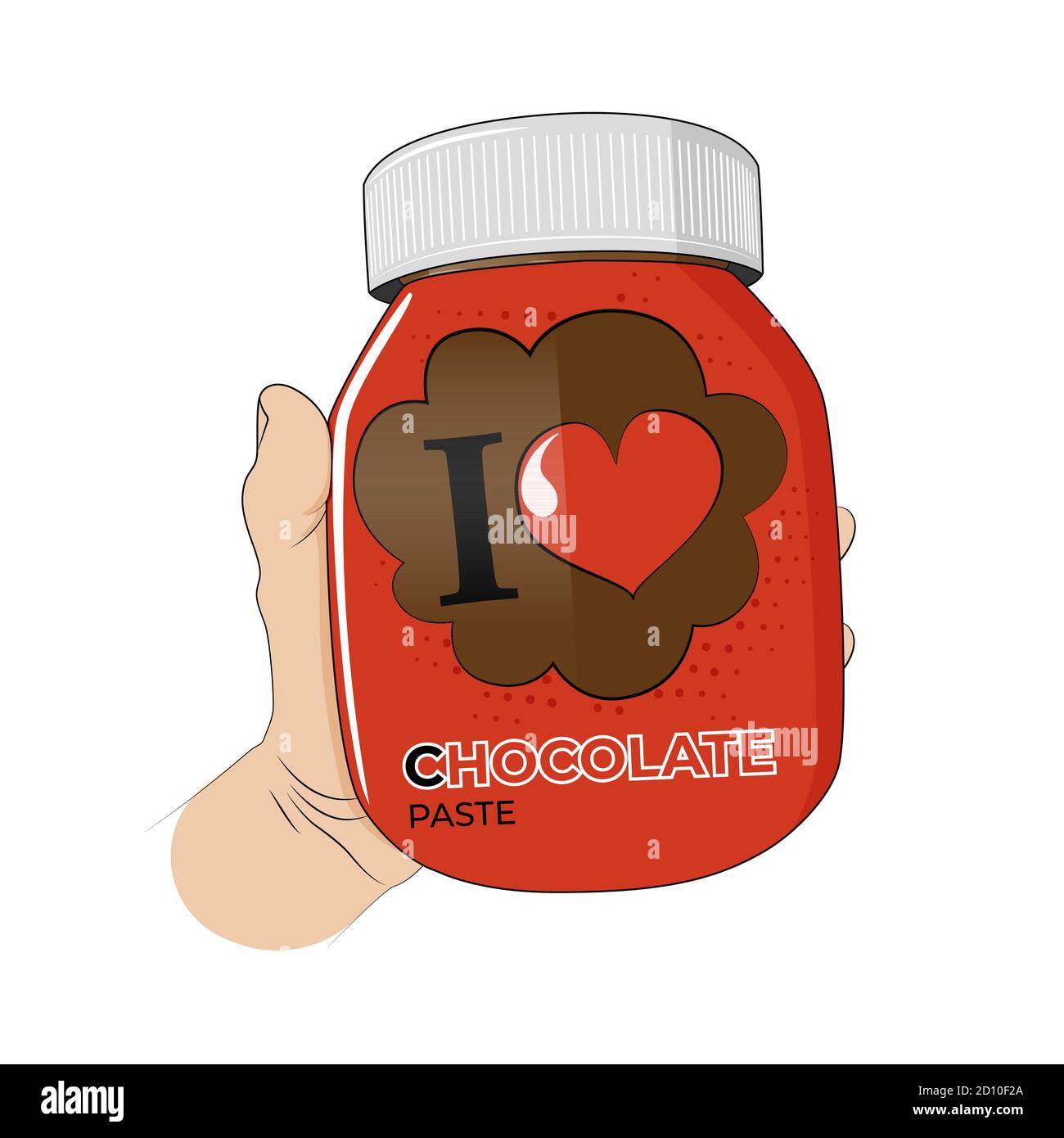 Chocolate paste in hand isolated on white background stock vector