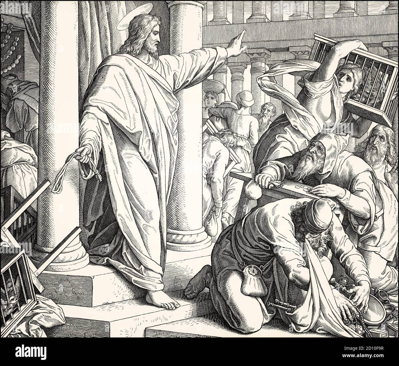 The cleansing of the Temple, New Testament, by Julius Schnorr von Carolsfeld, 1860 Stock Photo