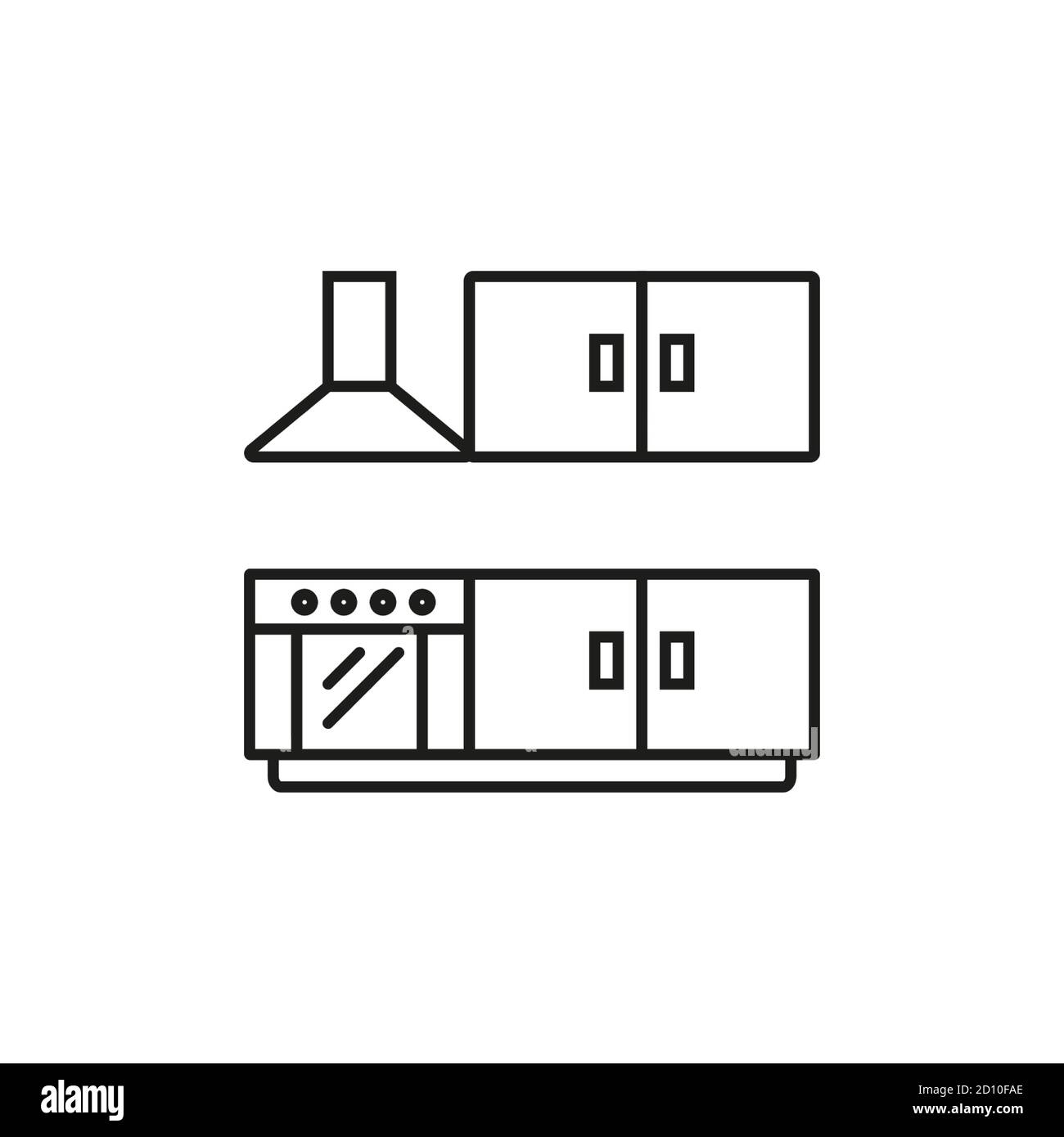 kitchen set icon element of furniture icon for mobile concept and web apps. Thin line kitchen set icon can be used for web and mobile. Premium icon on Stock Vector