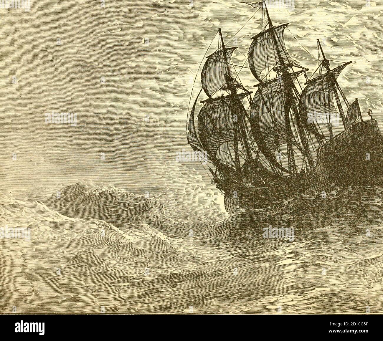 The Mayflower at sea, c 1893 Stock Photo