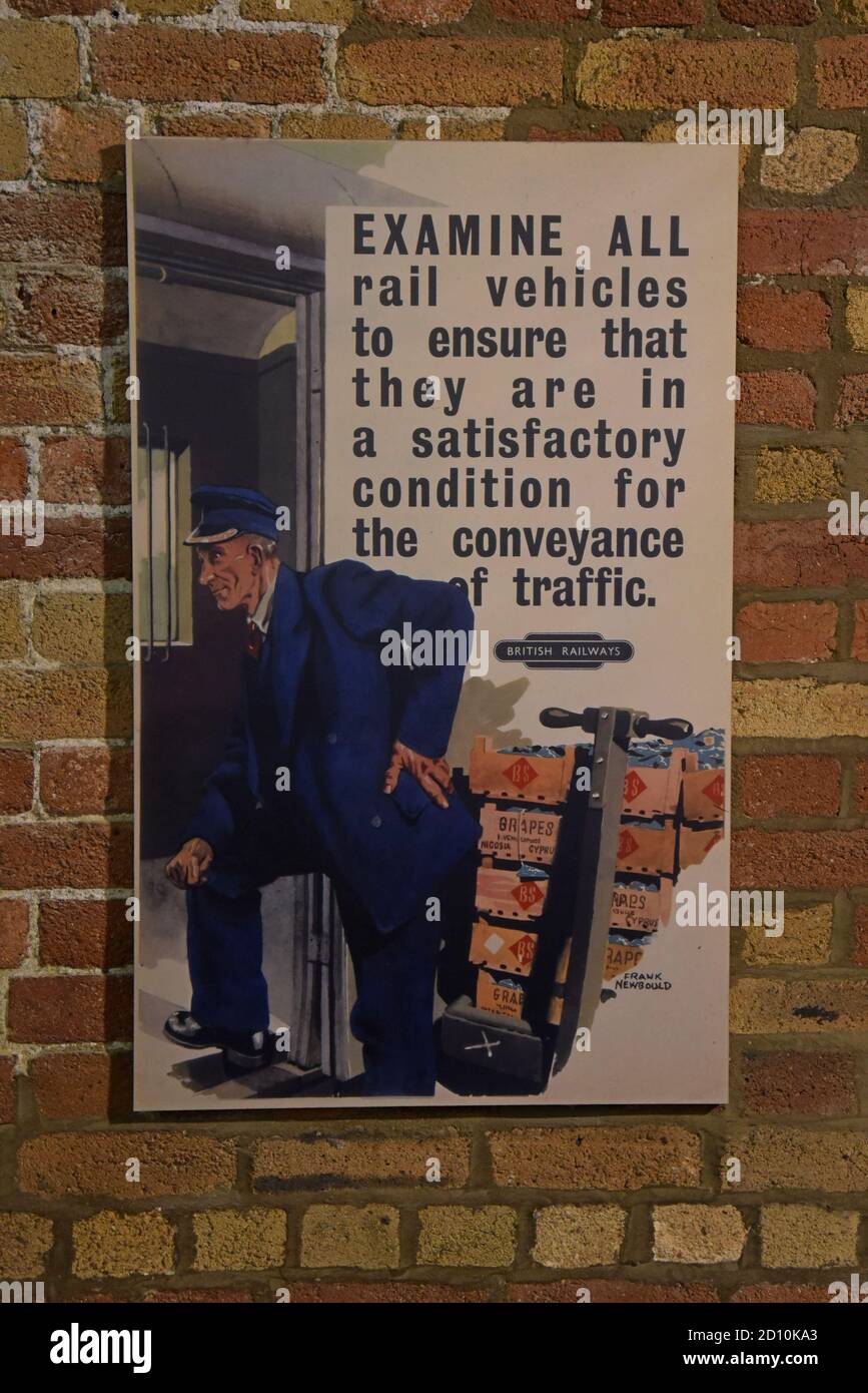 A vintage British Rail information notice regarding correct handling of goods traffic at the National Railway Museum, York, UK Stock Photo