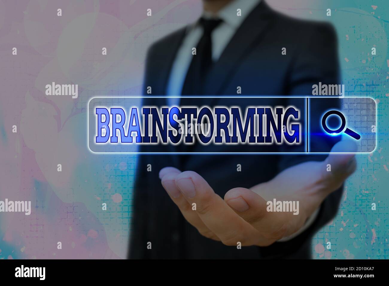 Writing note showing Brainstorming. Business concept for solving technique that involves spontaneous contribution Web search digital information futur Stock Photo