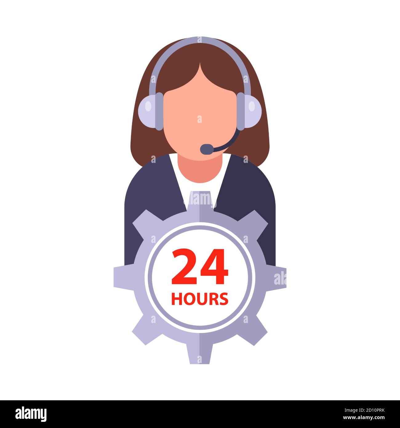 help 24 hours. girl operator for communicating with clients. flat ...
