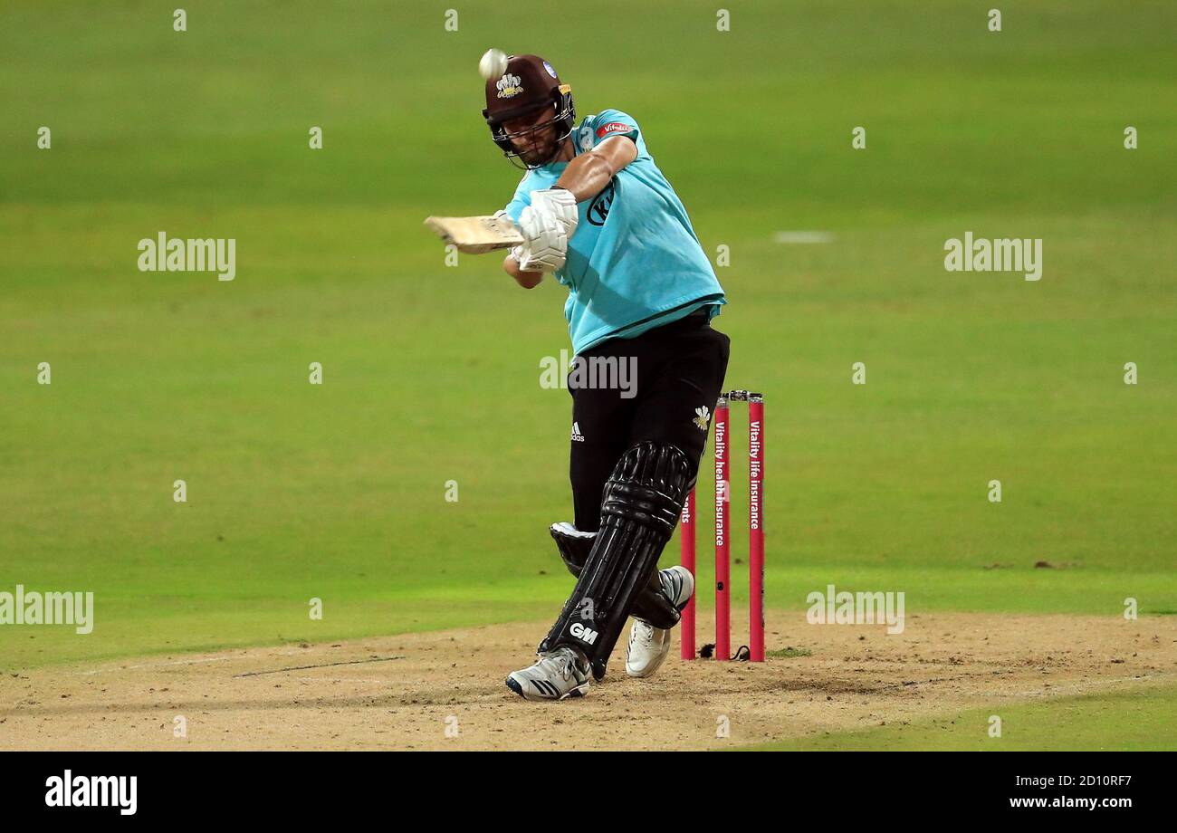 Surrey's Will Jacks strikes the ball during the Vitality Blast T20 Final match at Edgbaston, Birmingham. Stock Photo