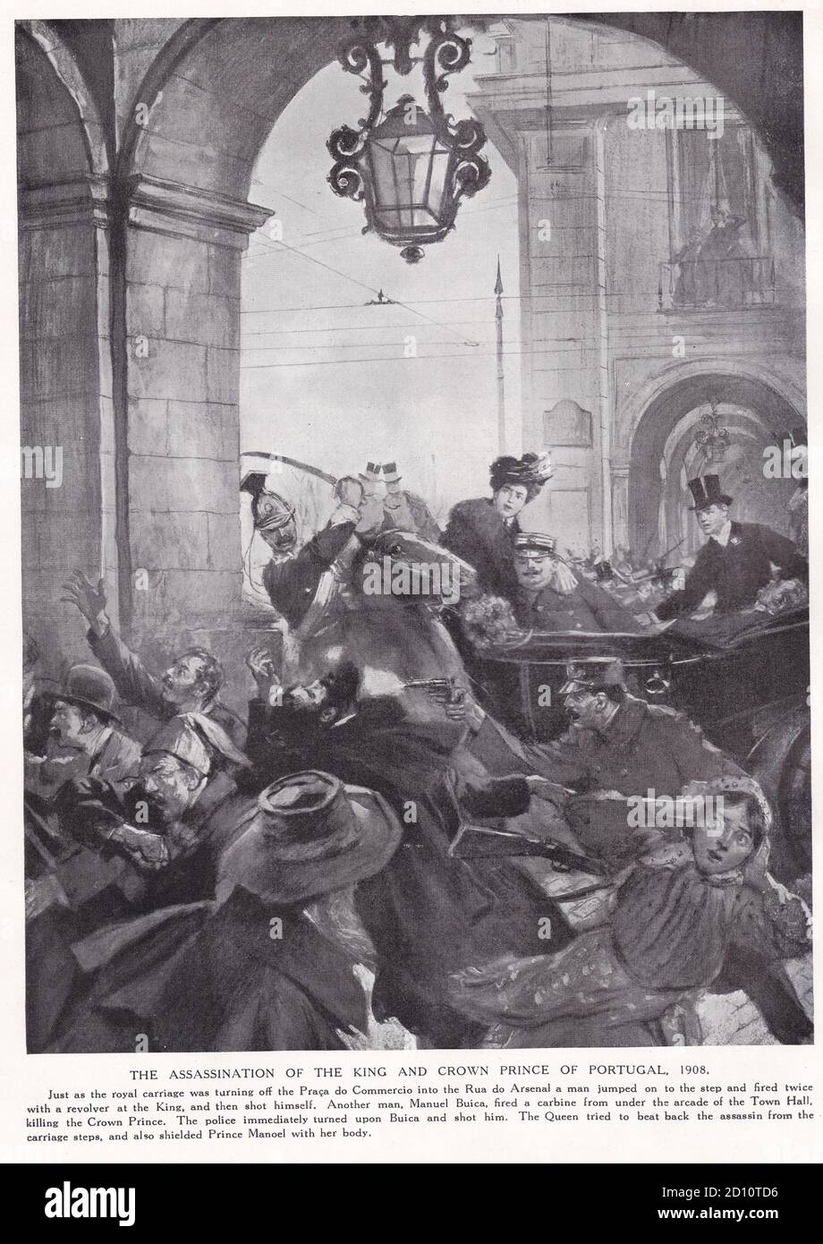 Assassination of The King and Crown Prince of Portugal 1908 Stock Photo