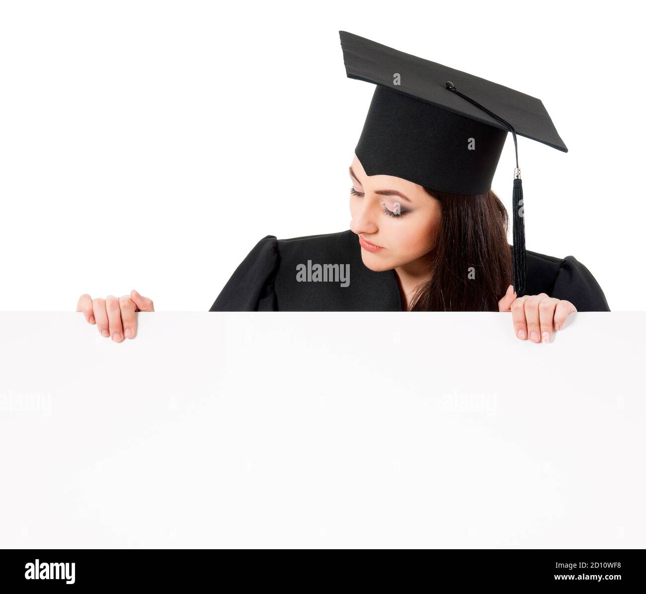 Female graduate holding placard hi-res stock photography and images - Alamy