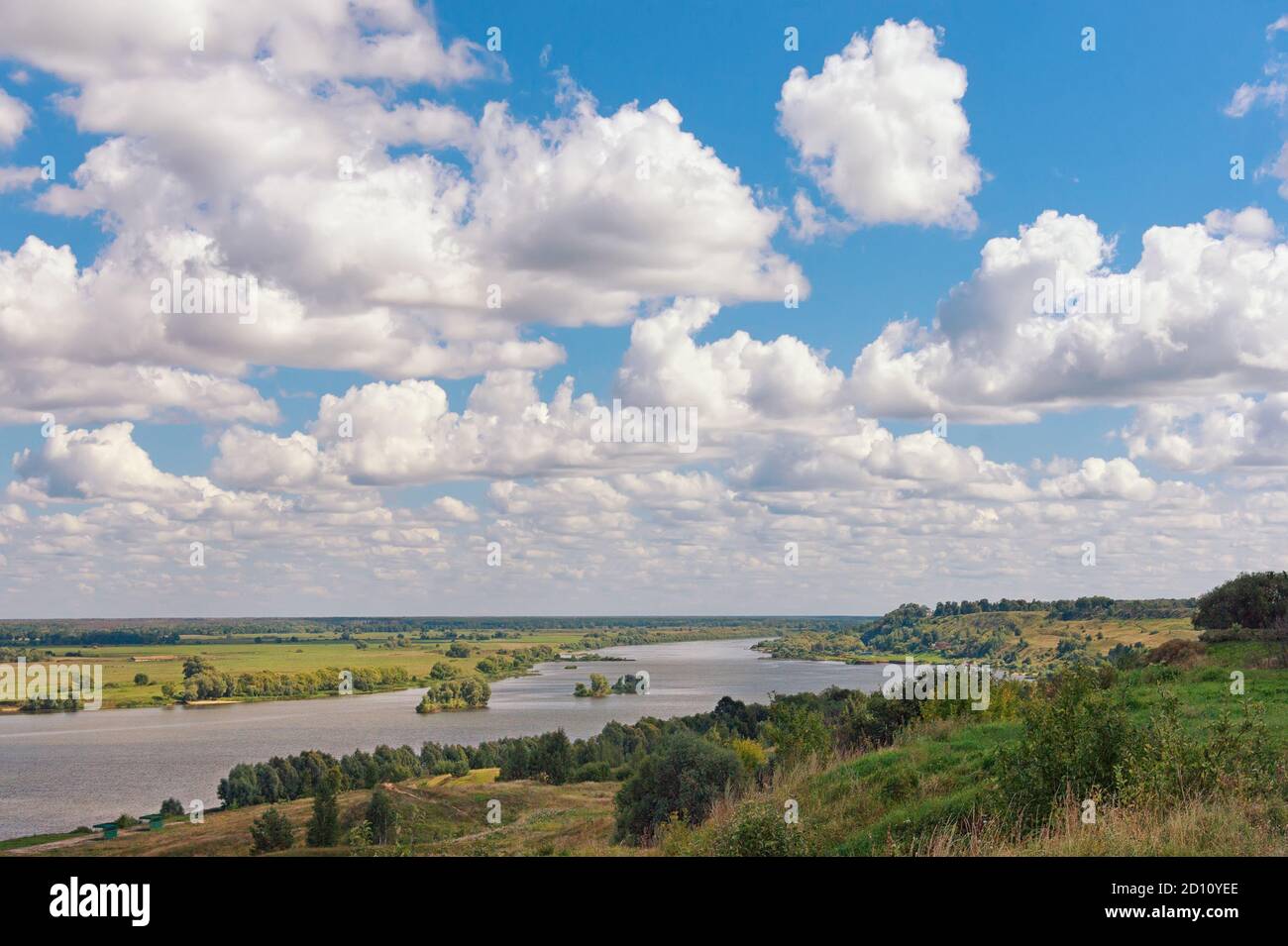 View of Oka river (Volga tributary) near Konstantinovo village. Central Russia, Ryazan region Stock Photo