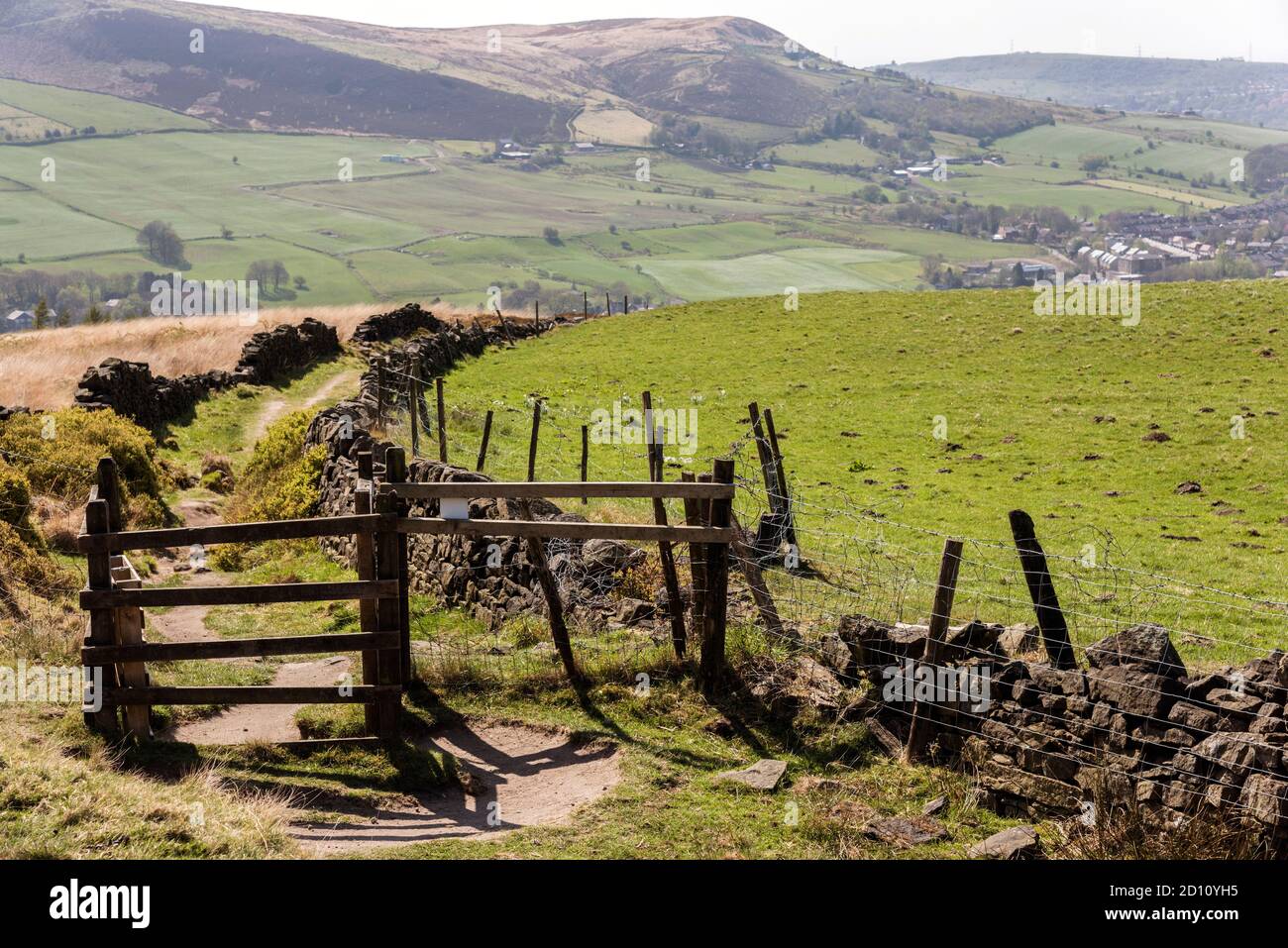 Country path, Greenfield, Saddleworth, Oldham, Greater Manchester Stock