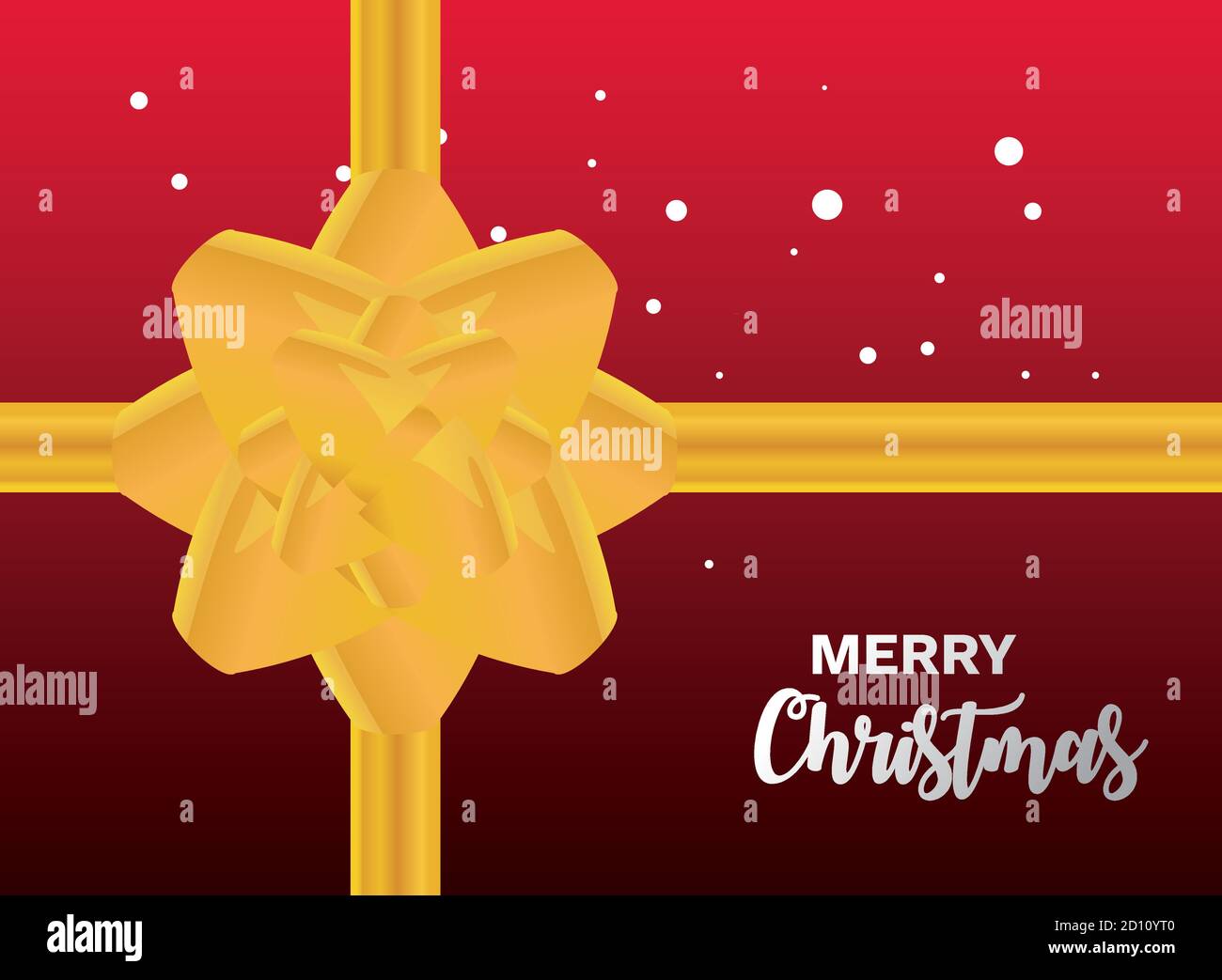 merry christmas label with yellow gift ribbon vector illustration ...
