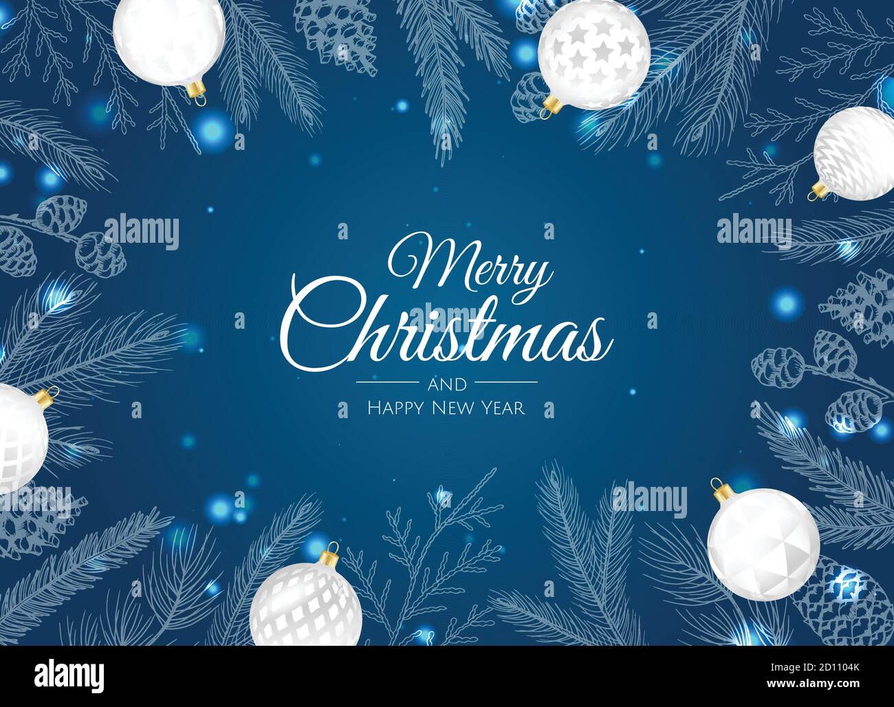 Merry Christmas greeting card with new years tree. Vector holiday ...