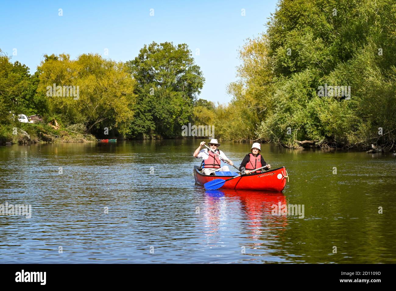 Symonds, Yat, England - September 2020: Two people in a canoe on the