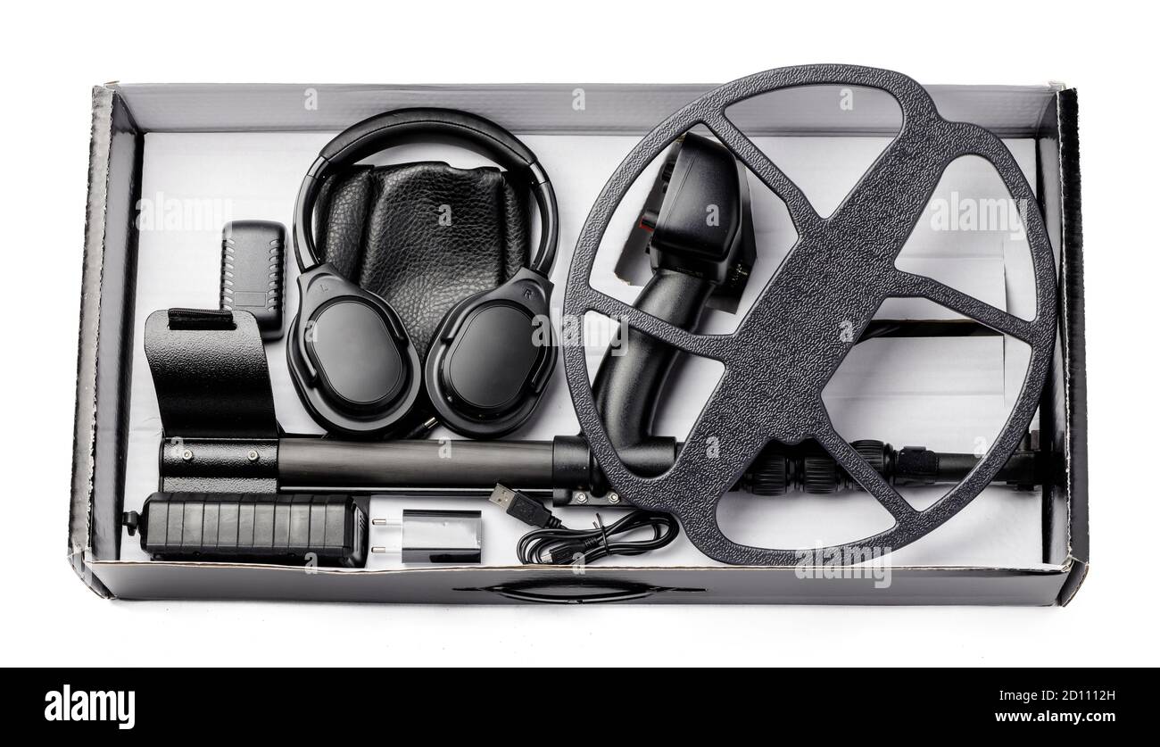 Metal detector parts isolated on white background Stock Photo Alamy