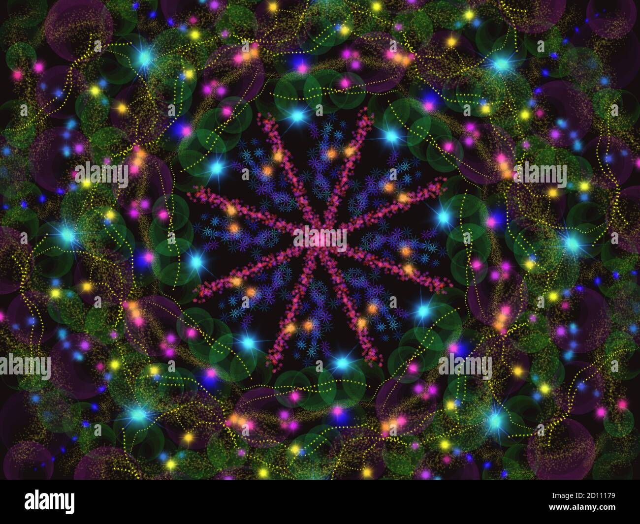 Nebula pattern digital art with eight spoke star design at center Stock Photo