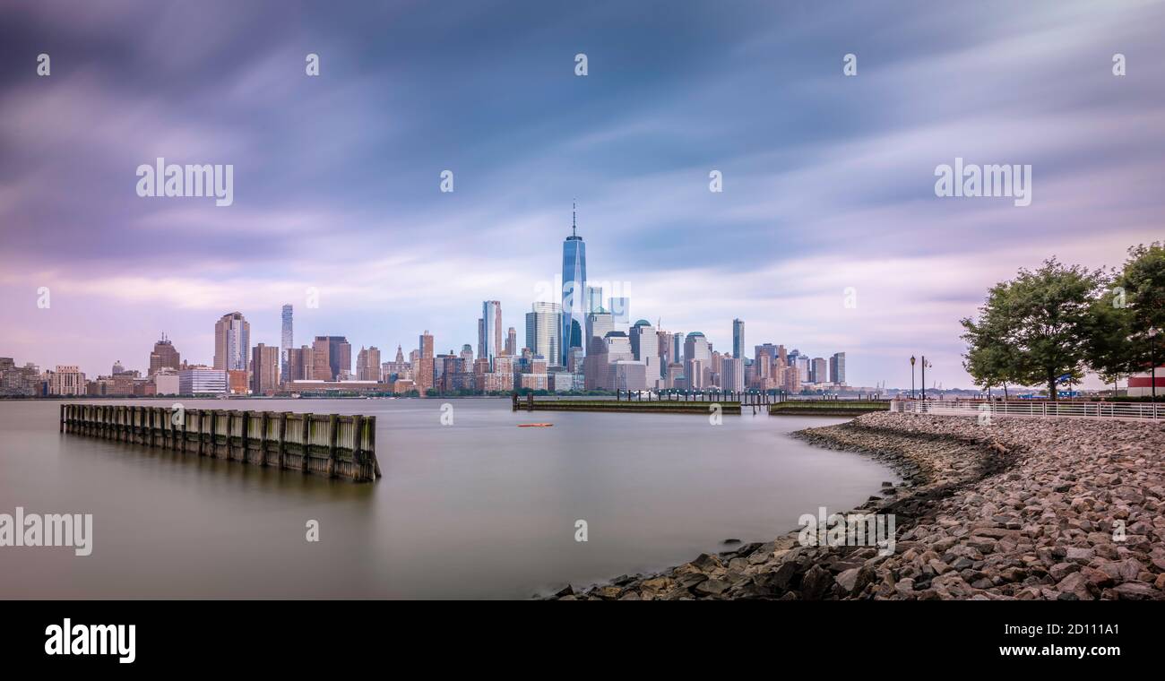 View of Downtown Manhattan from Jersey City, New Jersey. Stock Photo