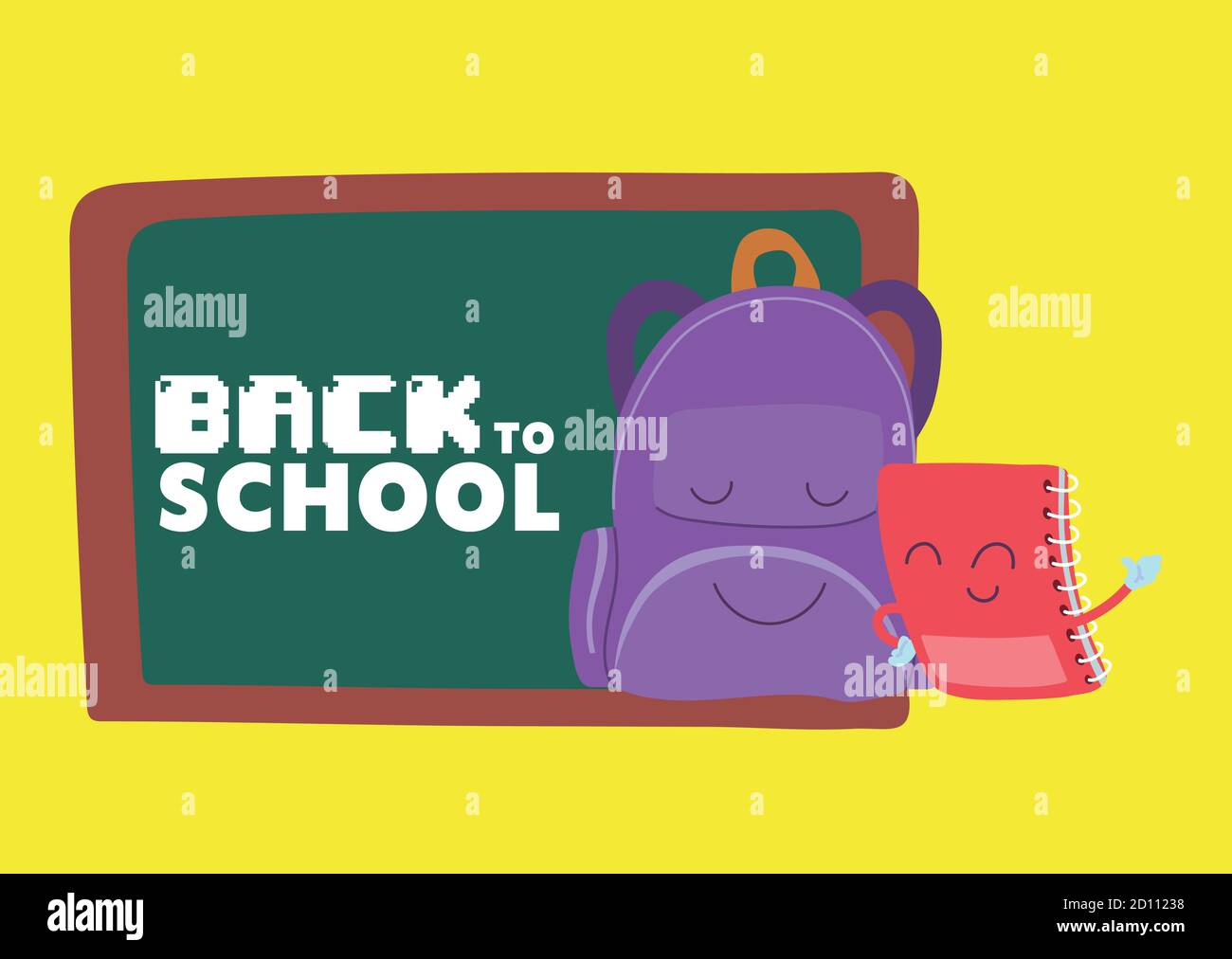 bag and notebook cartoon design, Back to school eduacation class lesson ...