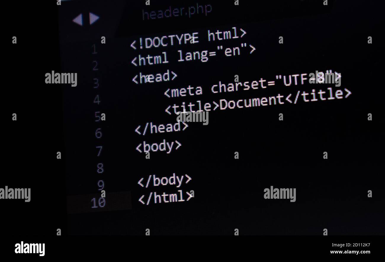 Html Code on Dark Background Stock Image - Image of software, screen:  155503891
