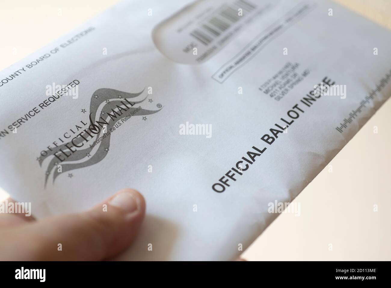 USA Official Ballot by mail absentee mail in vote primary election presidential Stock Photo