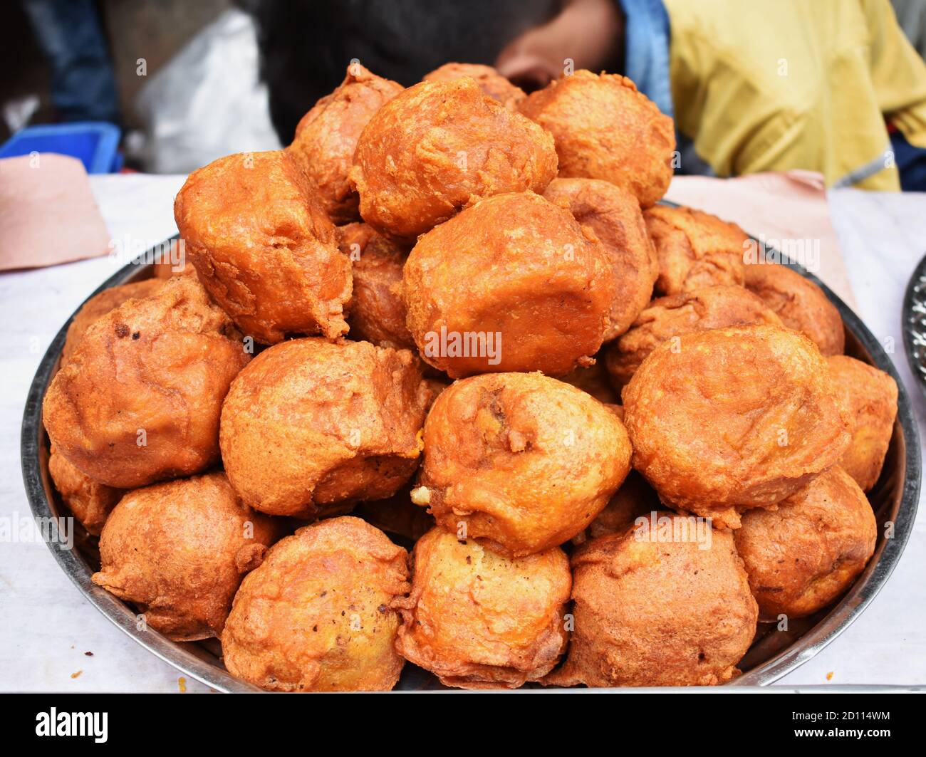 Big Potato fries delicious famous iftar item: Street junk food closeup view at old Dhaka Stock Photo