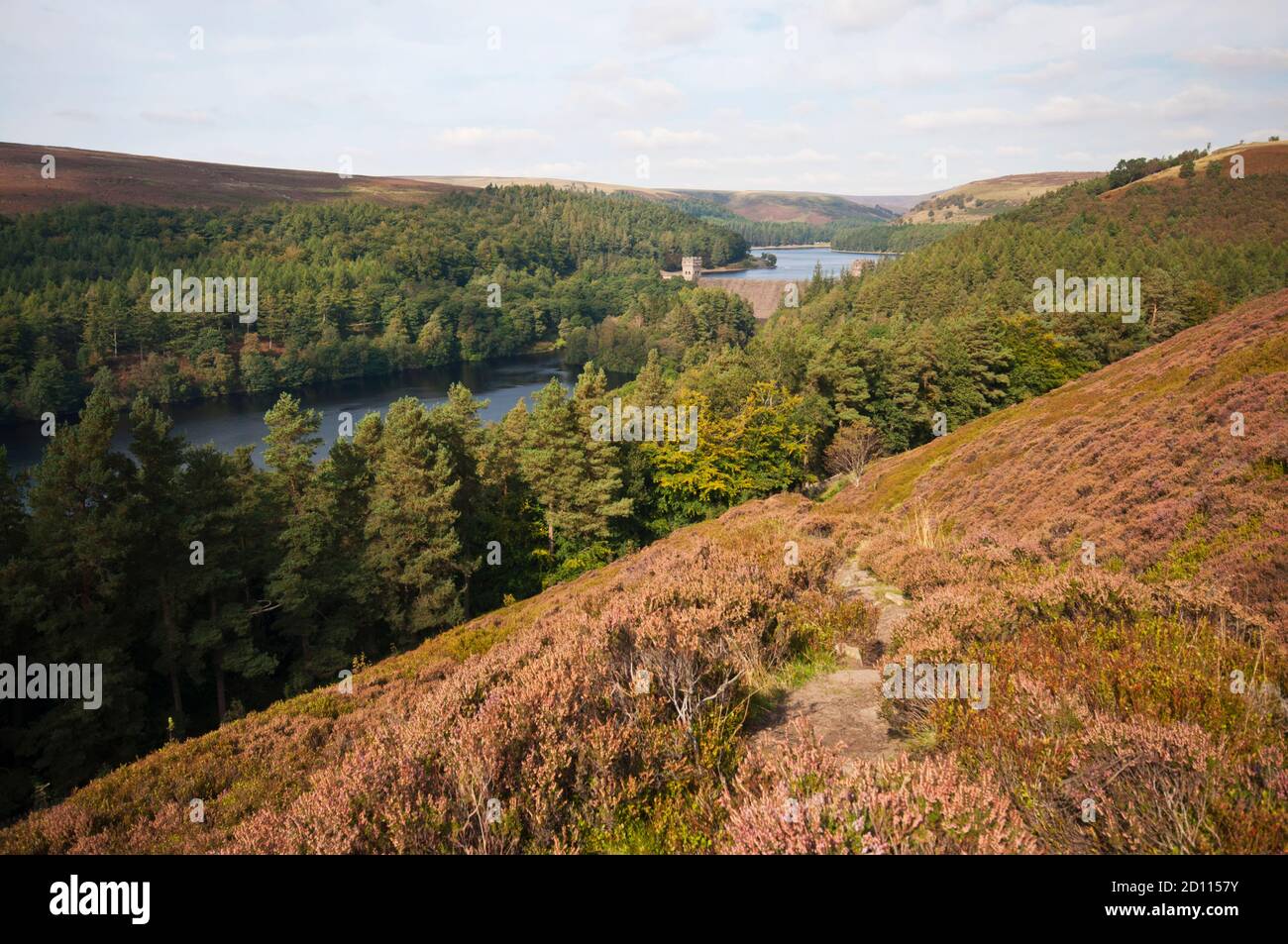 Early Autumn looking out over Howden Reservoir & Upper Derwent Reservoir seen from Abbey Bank, Peak District National Park. Stock Photo