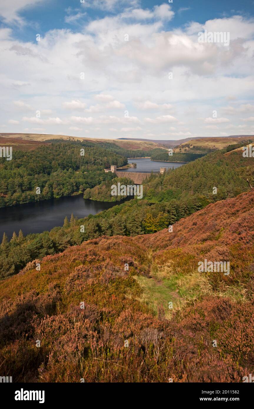Early Autumn looking out over Howden Reservoir & Upper Derwent Reservoir seen from Abbey Bank, Peak District National Park. Stock Photo