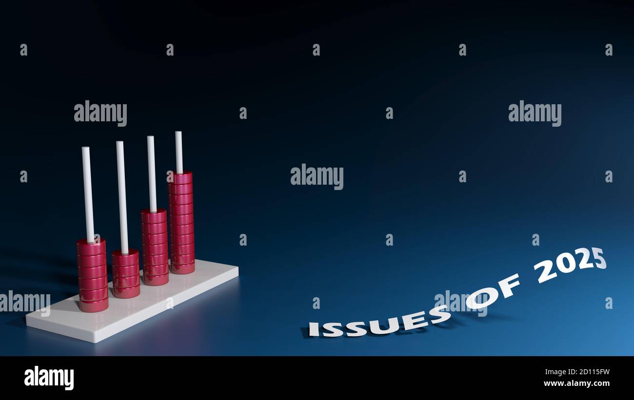 Blue background with abacus for ISSUES OF 2025 3D Rendering