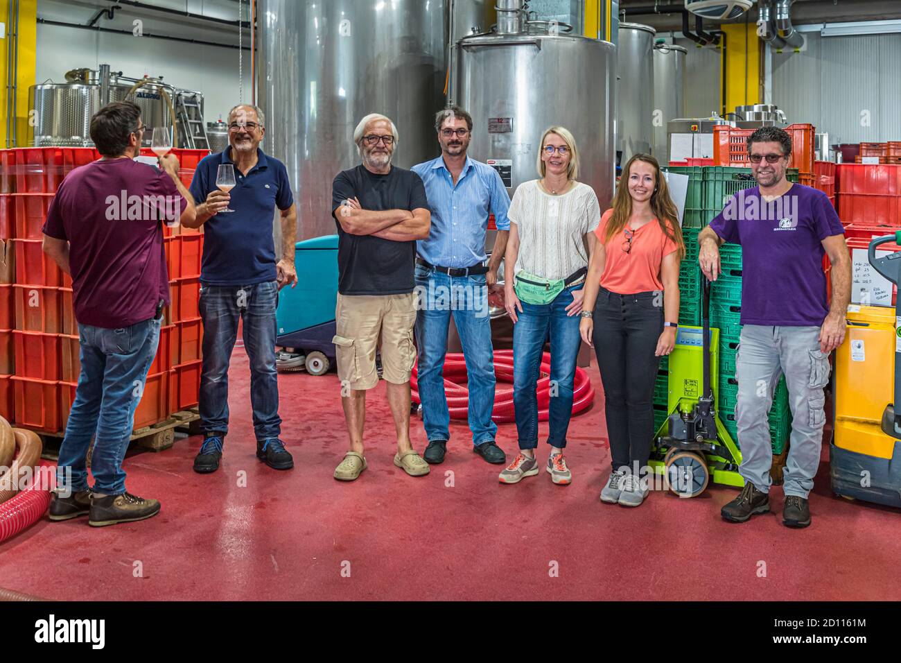 Wine tasting in a Ticino winery, Circolo di Balerna, Switzerland Stock Photo