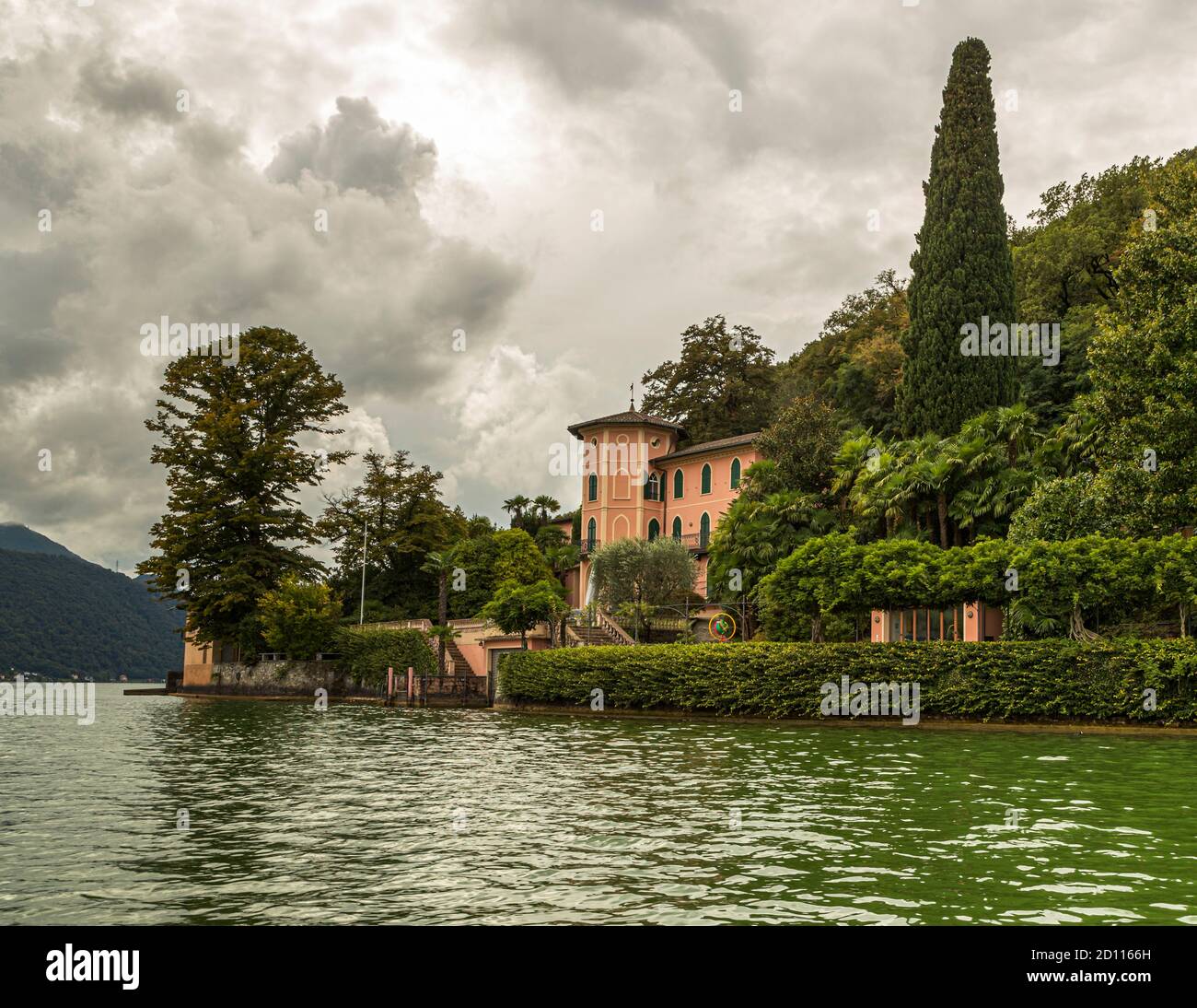 The town of Morcote on Lake Lugano in Ticino, Circolo di Carona, Switzerland Stock Photo
