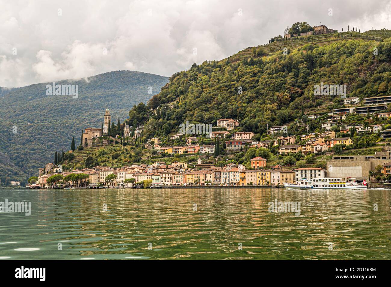 The town of Morcote on Lake Lugano in Ticino, Circolo di Carona, Switzerland Stock Photo