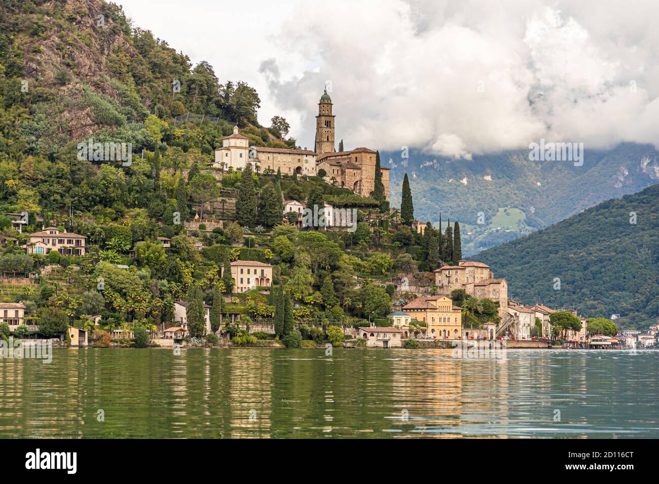 The town of Morcote on Lake Lugano in Ticino, Circolo di Carona, Switzerland Stock Photo