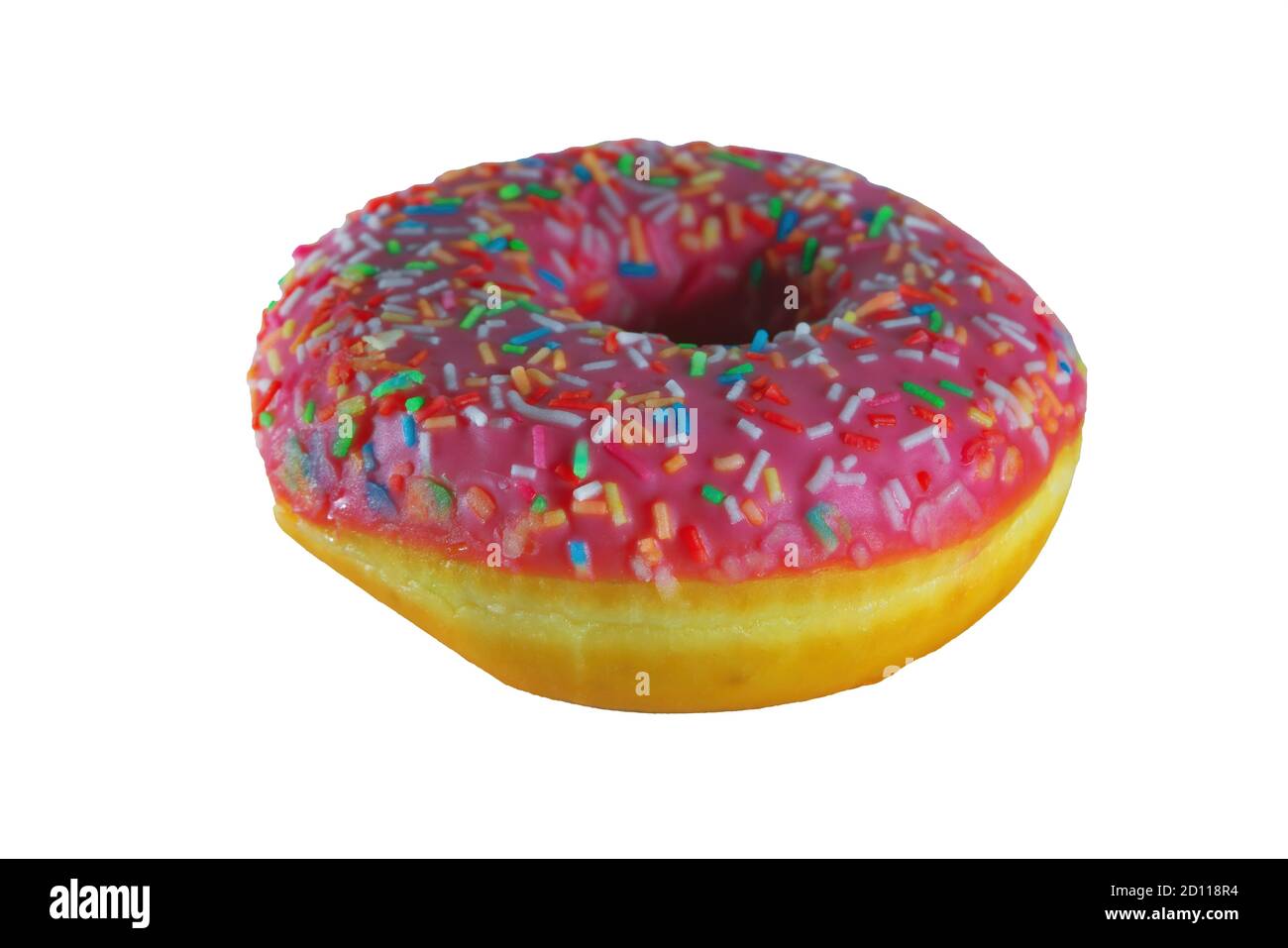 Donut with sprinkles isolated on white background top view Stock Photo ...