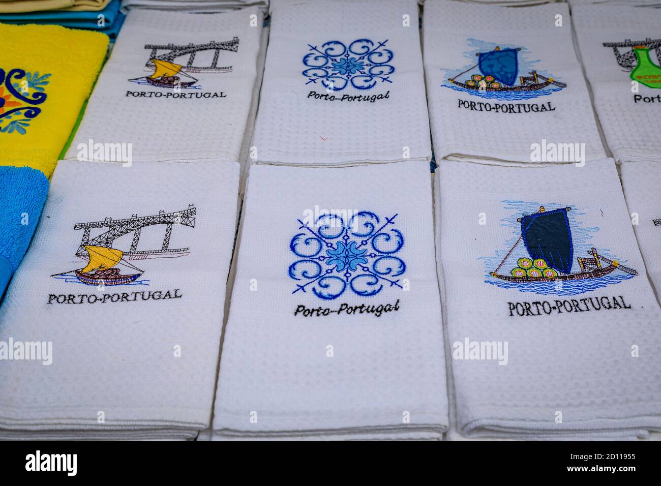 Porto, Portugal May 31, 2018 Souvenir hand kitchen towels with