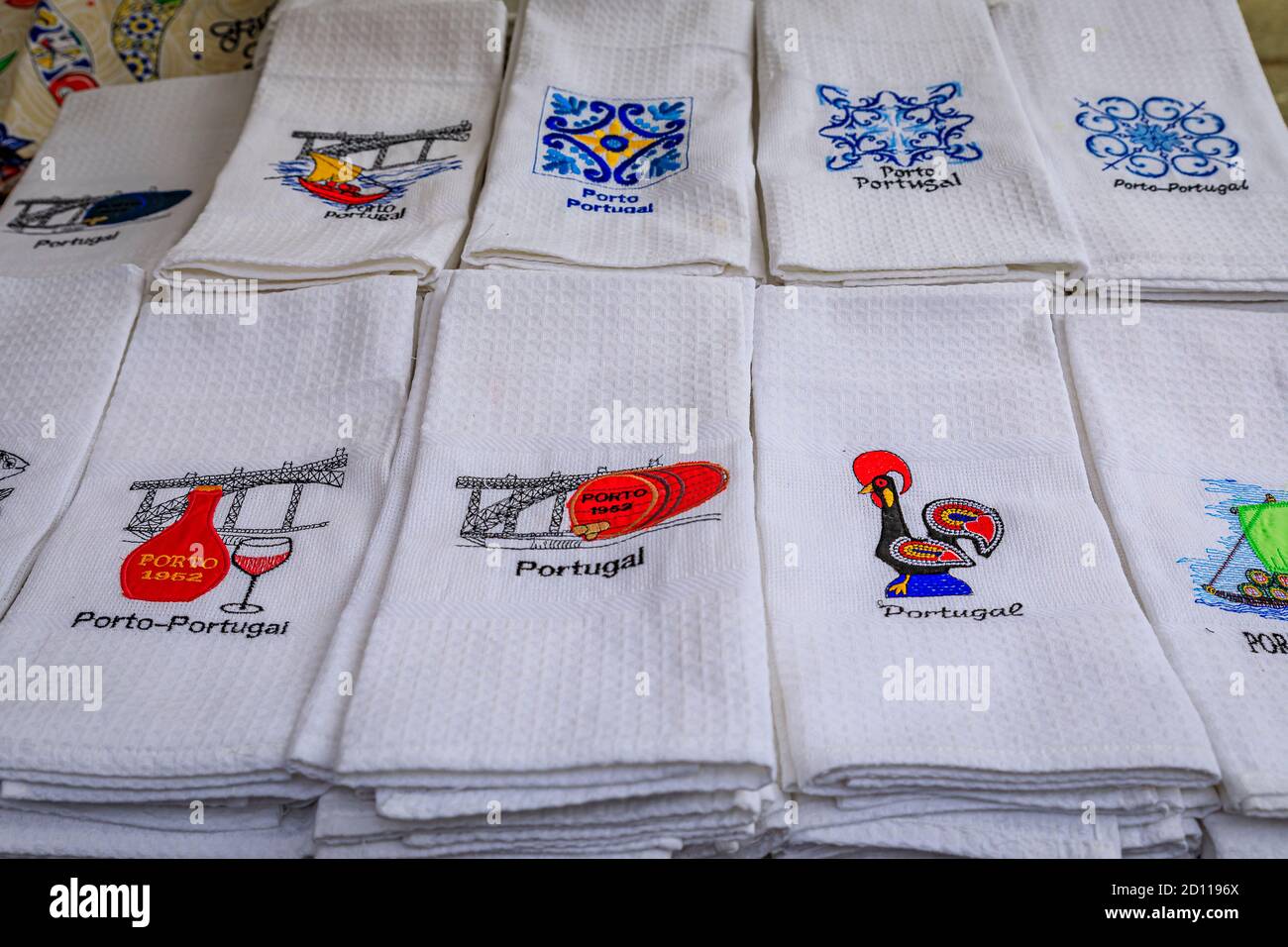 Porto, Portugal May 31, 2018 Souvenir hand kitchen towels with