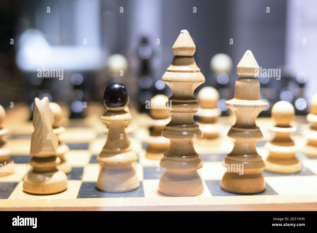 Modern chess figures as a simbol od leadership and success. Business concept. Stock Photo