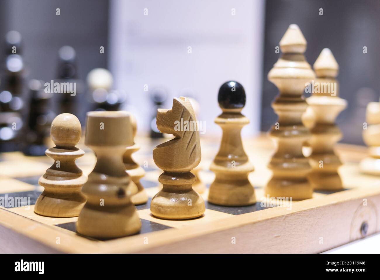 Modern chess figures as a simbol of leadership and success. Business concept. Stock Photo
