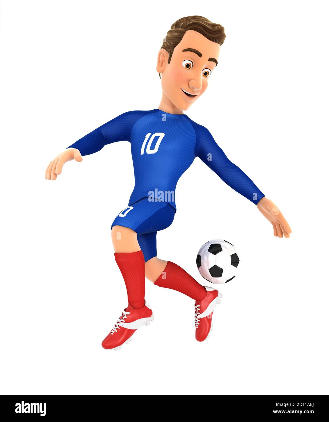 Cartoon illustration footballer kicking football Cut Out Stock Images &  Pictures - Alamy