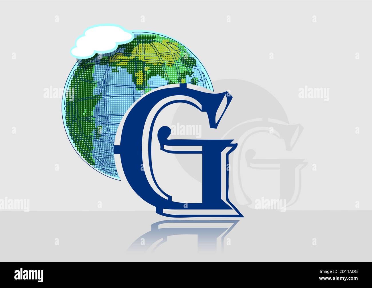 abstract globe with g on a grey background Stock Vector