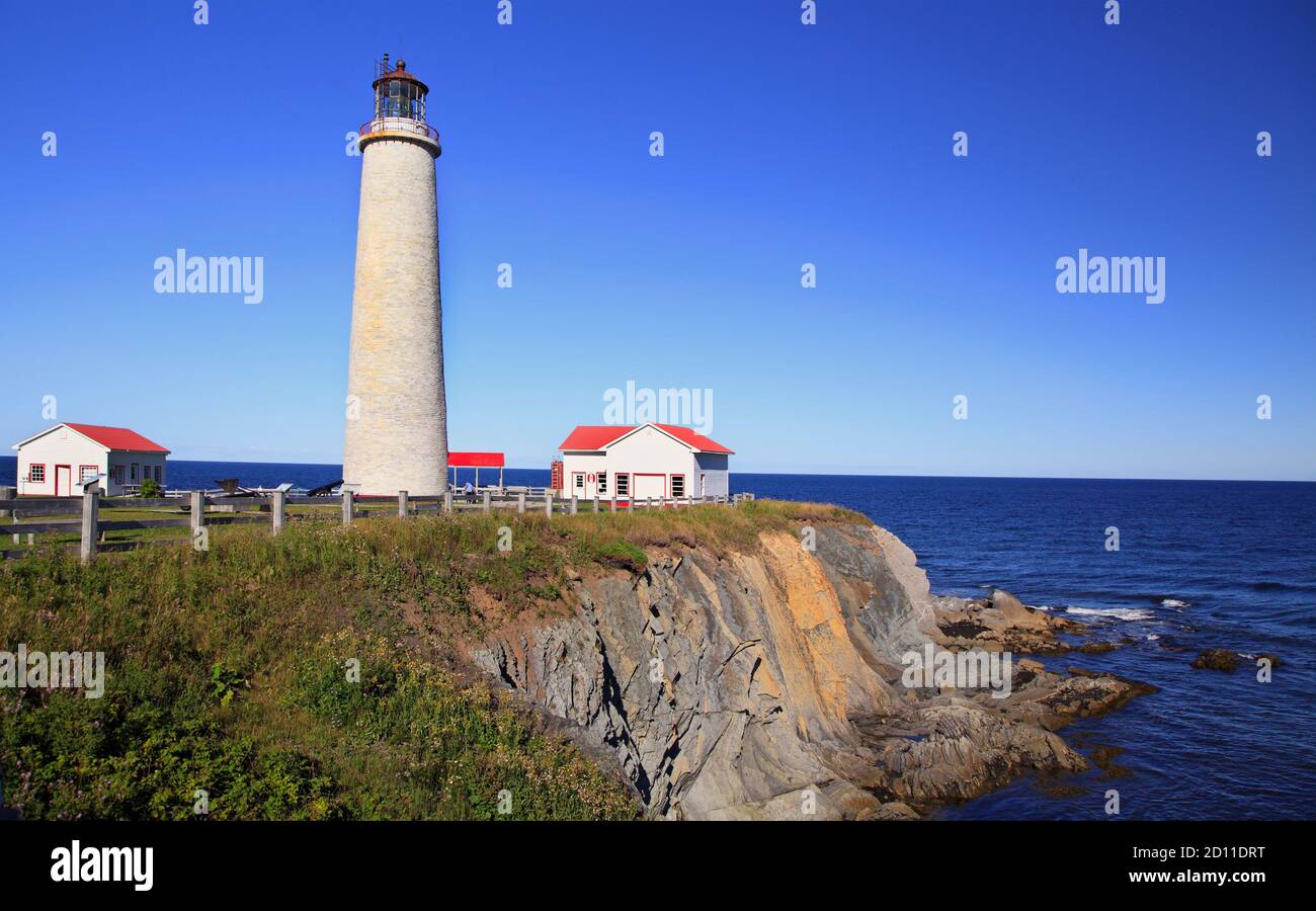 Cap-des-Rosiers Lighthouse in Gaspesie, Quebec Stock Photo