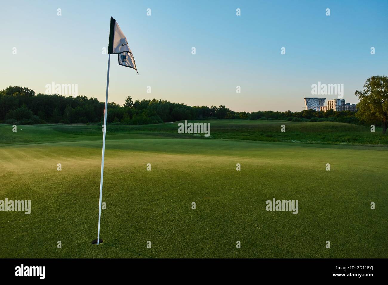 Relaxed day in a golf field in the danish neighborhood of Ørestad, in Copenhagen Stock Photo