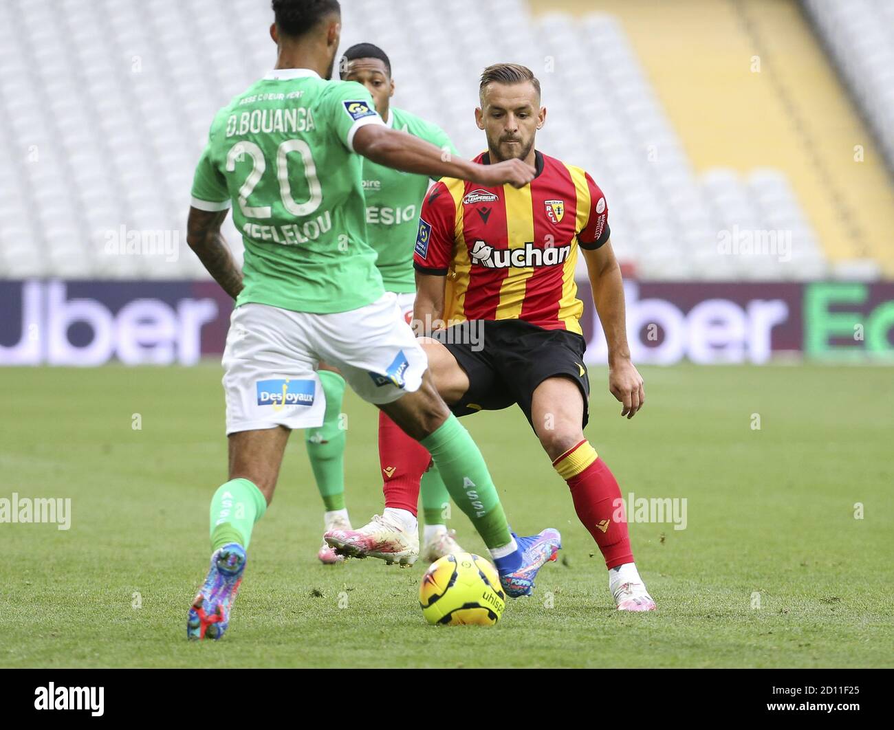 Jonathan Gradit of Lens during the French championship Ligue 1 football match between RC Lens and AS Saint Etienne (ASSE) on October 3, 2020 at Stade Stock Photo