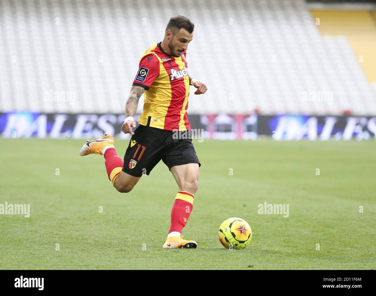 Jonathan Clauss of Lens during the French championship Ligue 1 football match between RC Lens and AS Saint Etienne (ASSE) on October 3, 2020 at Stade Stock Photo