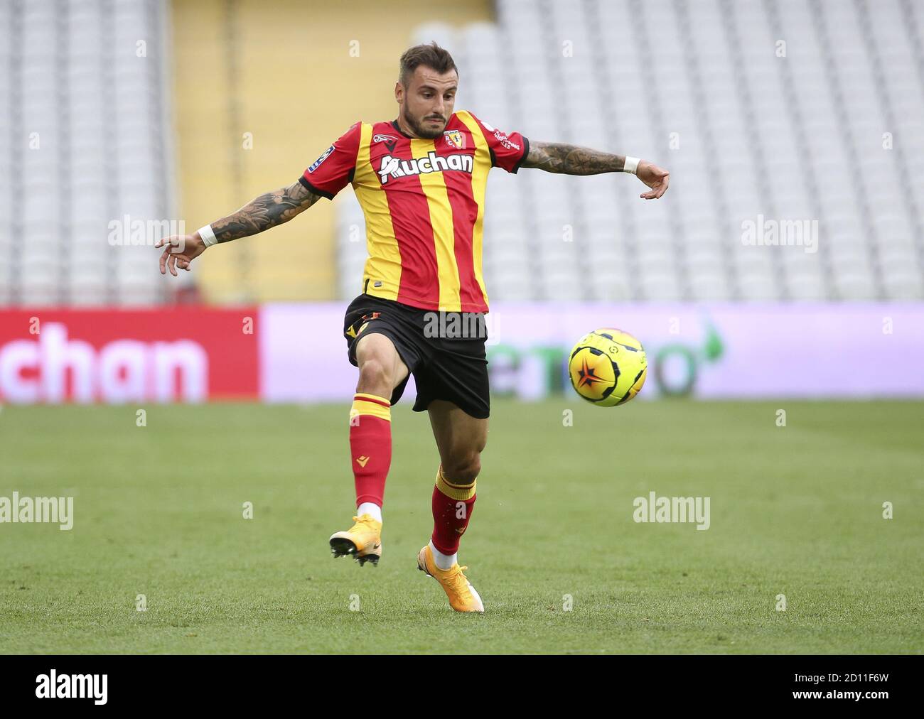 Jonathan Clauss of Lens during the French championship Ligue 1 football match between RC Lens and AS Saint Etienne (ASSE) on October 3, 2020 at Stade Stock Photo